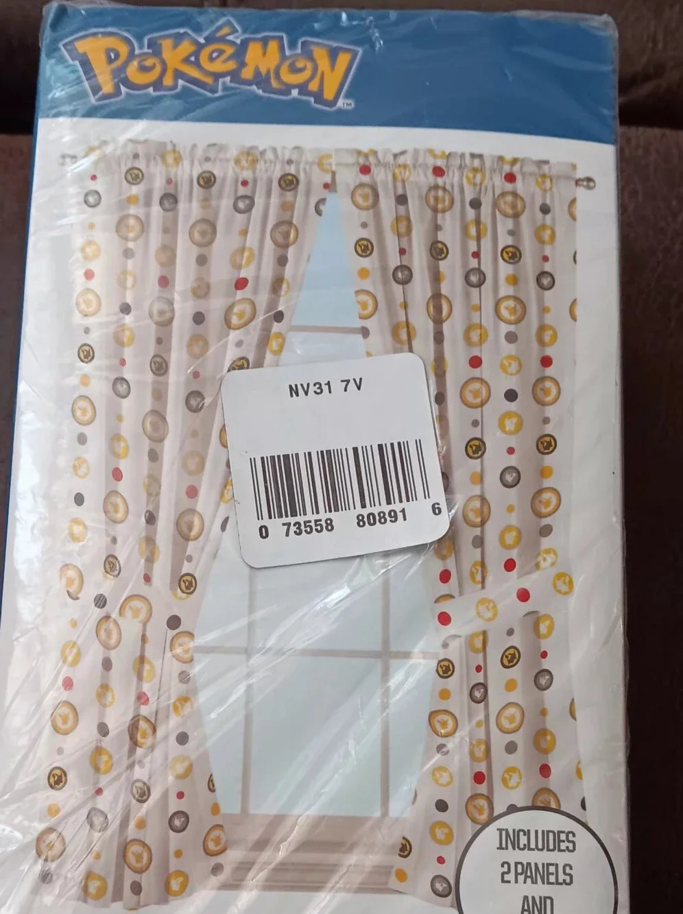 2 Sets Beige Dot Pattern Window Curtain Panels -POKEMON